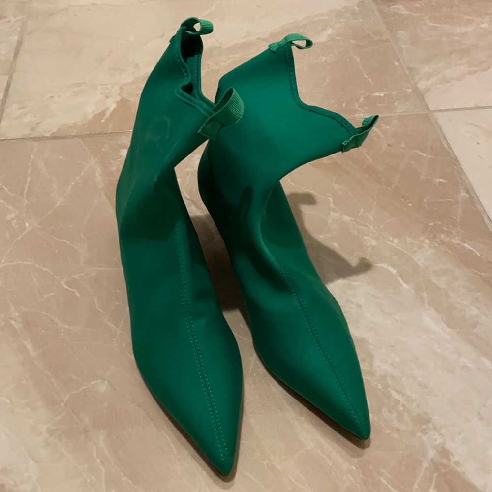 Green low heel boots. Super soft